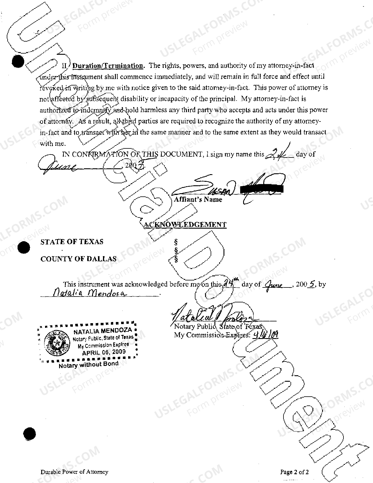 Laredo Texas Durable Power of Attorney for Managing Conservatorship