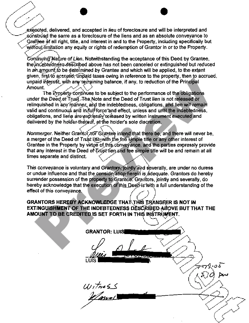 Get Deed in Lieu of Foreclosure Preview Deed in Lieu of Foreclosure