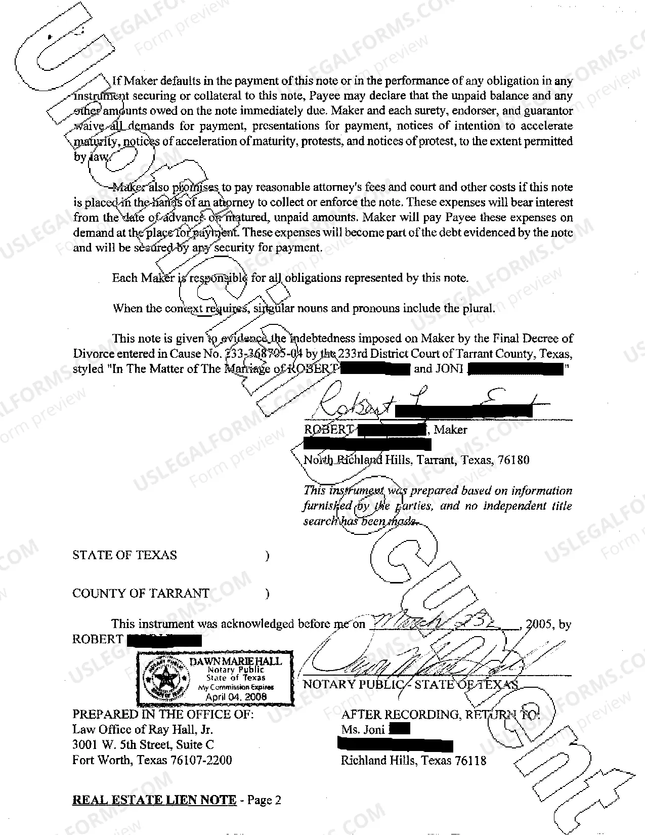 Preview Real Estate Lien Note