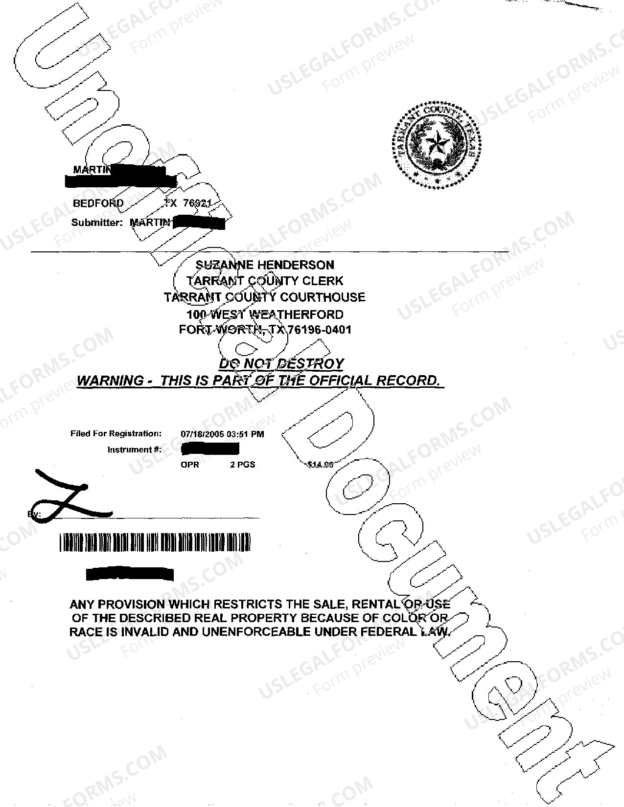 McKinney Texas Notice of Lis Pendens US Legal Forms