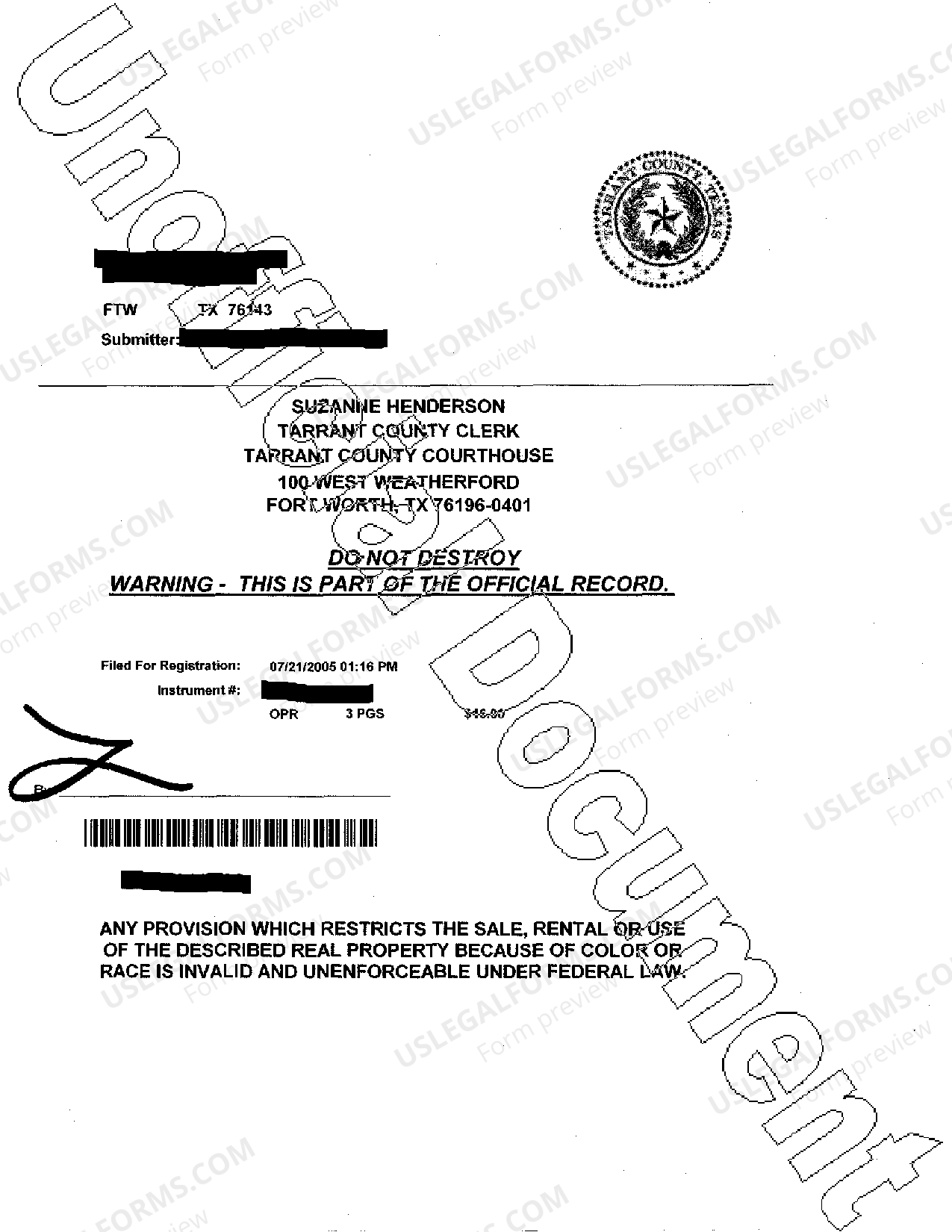 Austin Texas Declaration of Dedication of Property for Cemetery