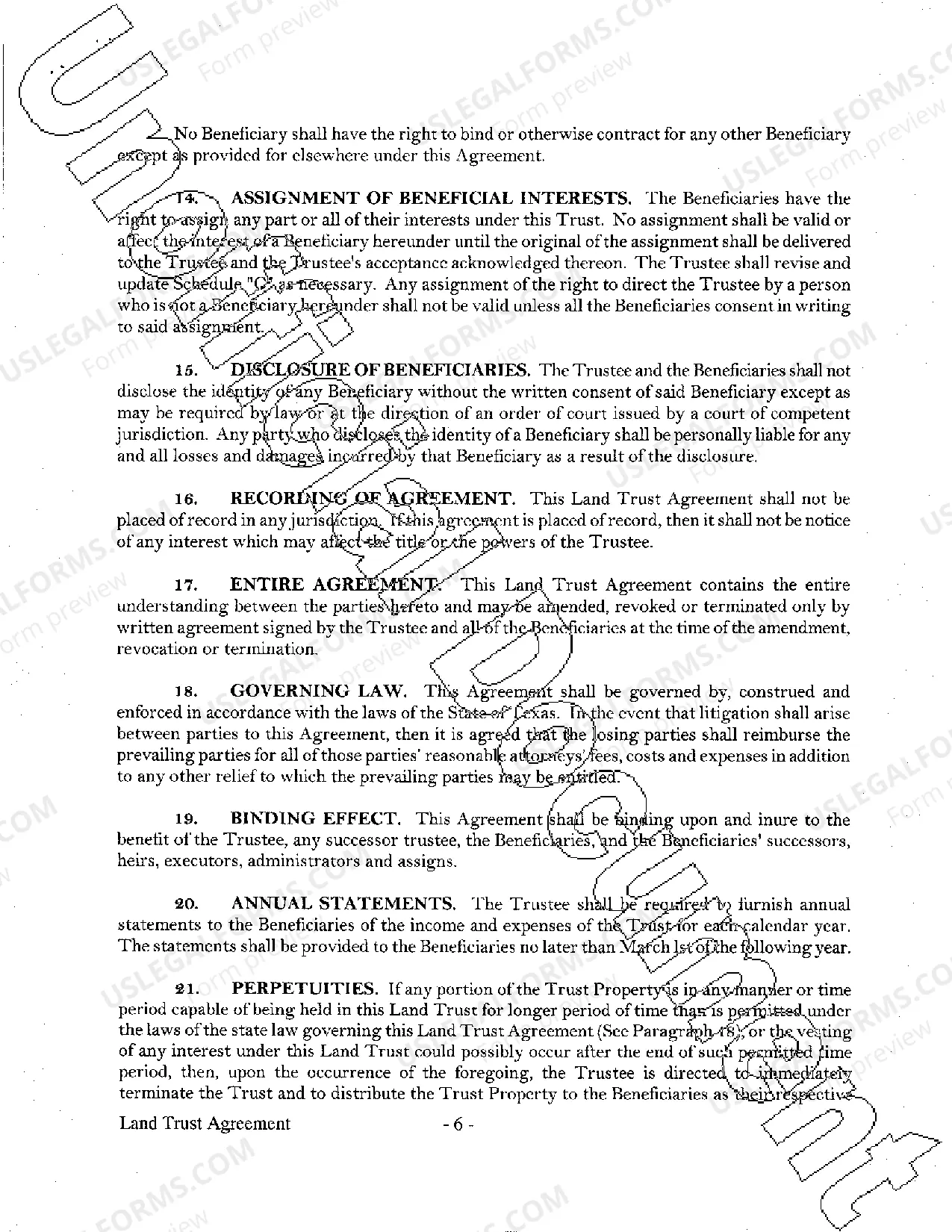 Preview Land Trust Agreement