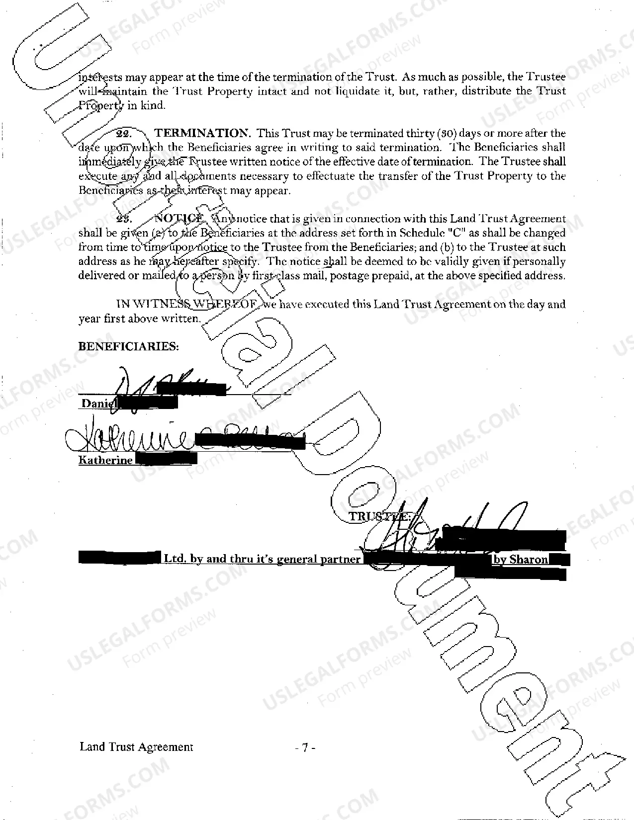 Preview Land Trust Agreement