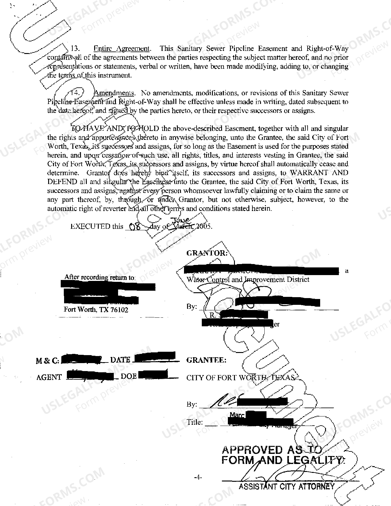 San Antonio Texas Sanitary Sewer Pipeline Easement and RightofWay