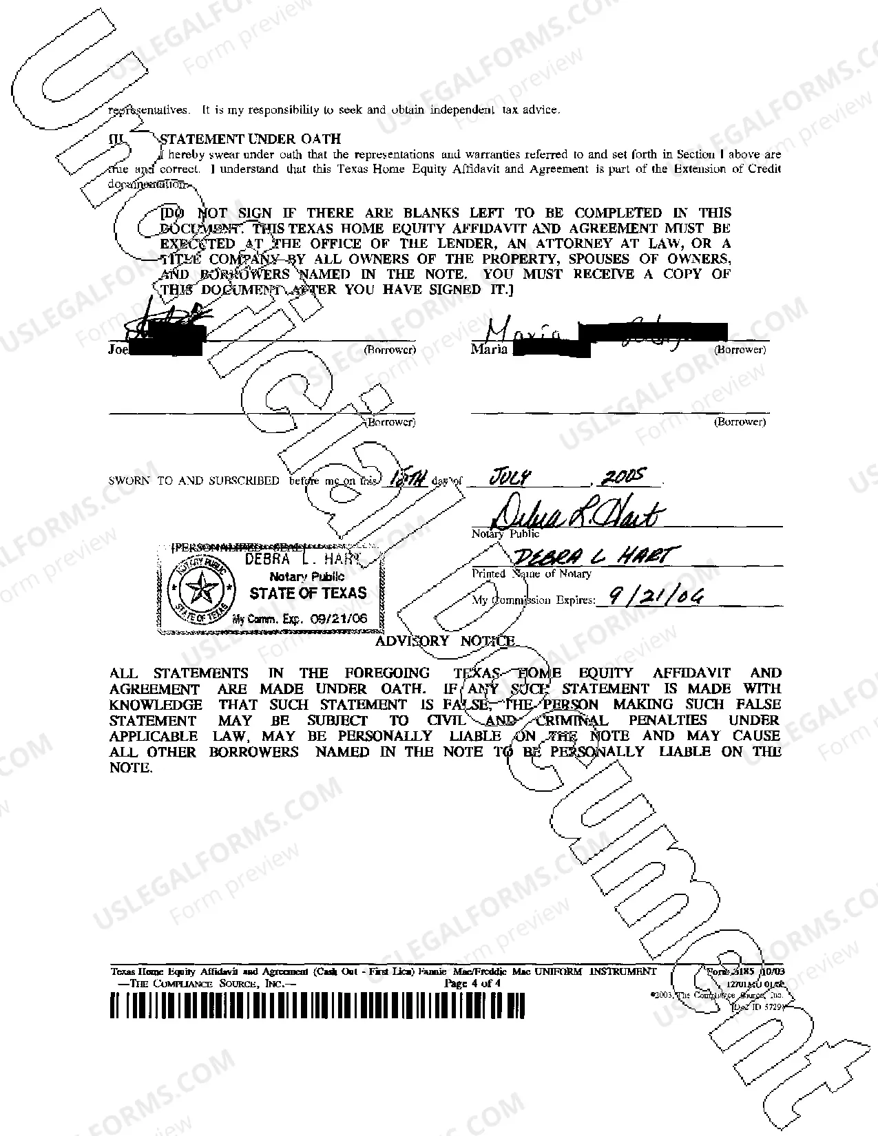 Preview Home Equity Affidavit and Agreement