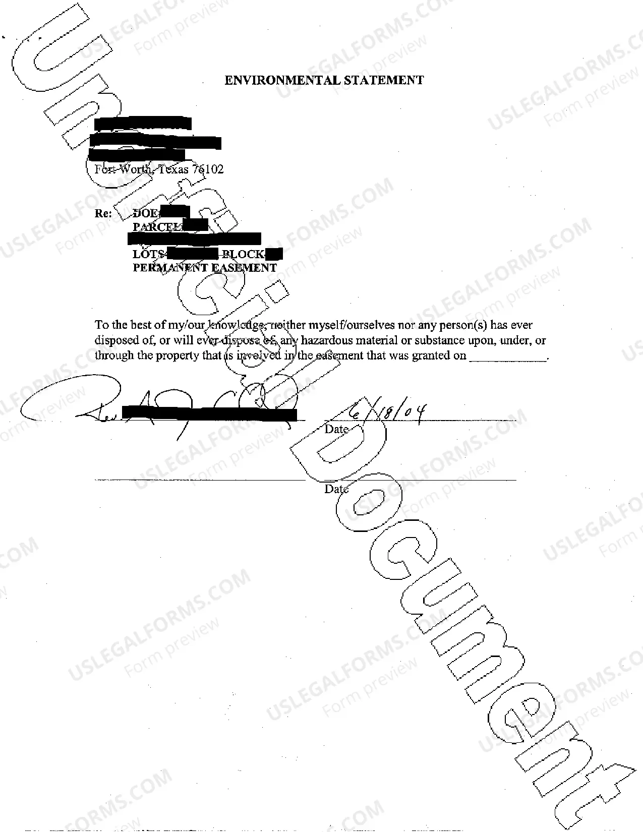 Preview Permanent Sanitary Sewer Easement