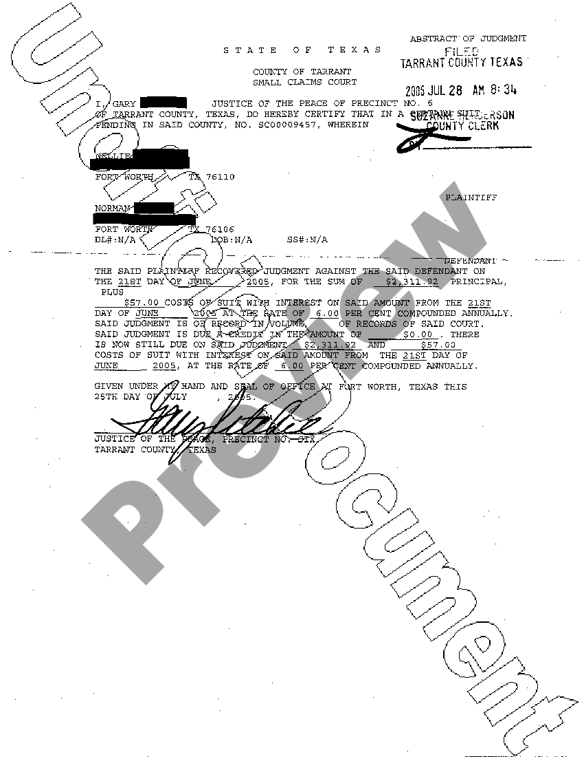 Texas Chancery Court Enrollment of Judgment US Legal Forms