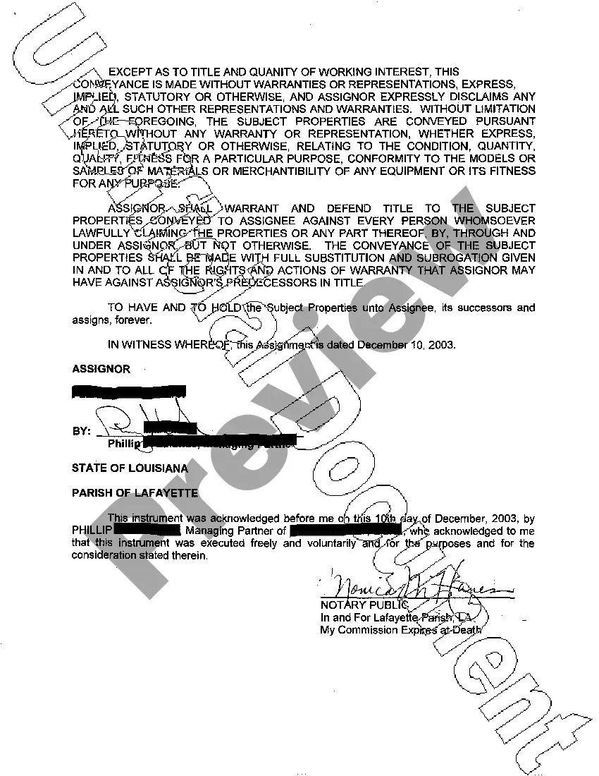 Preview Assignment, Bill of Sale and Conveyance