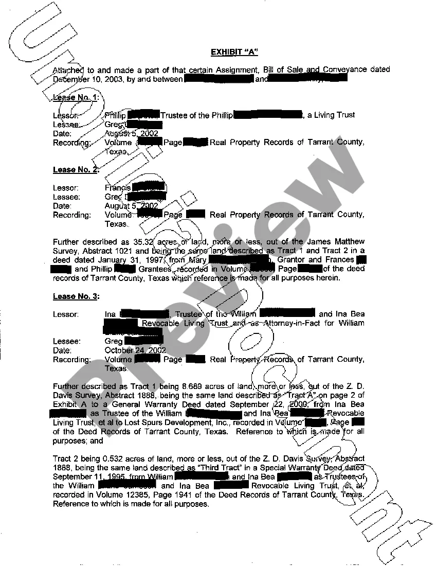 Preview Assignment, Bill of Sale and Conveyance