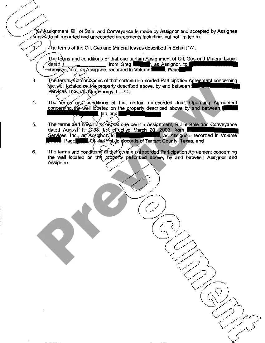 Preview Assignment, Bill of Sale and Conveyance