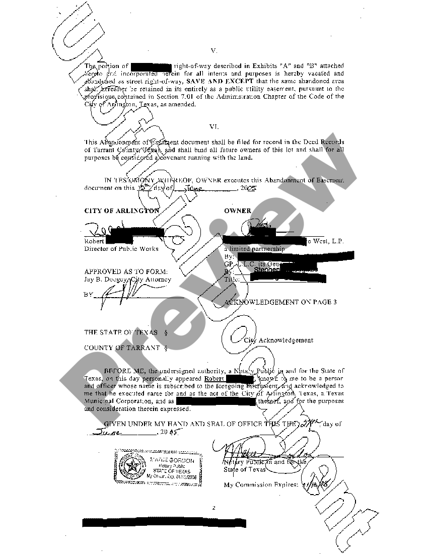 Dallas Texas Abandonment of Street RightofWay US Legal Forms