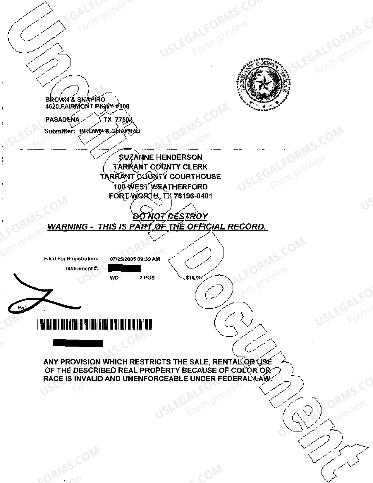 Preview FHA Warranty Deed