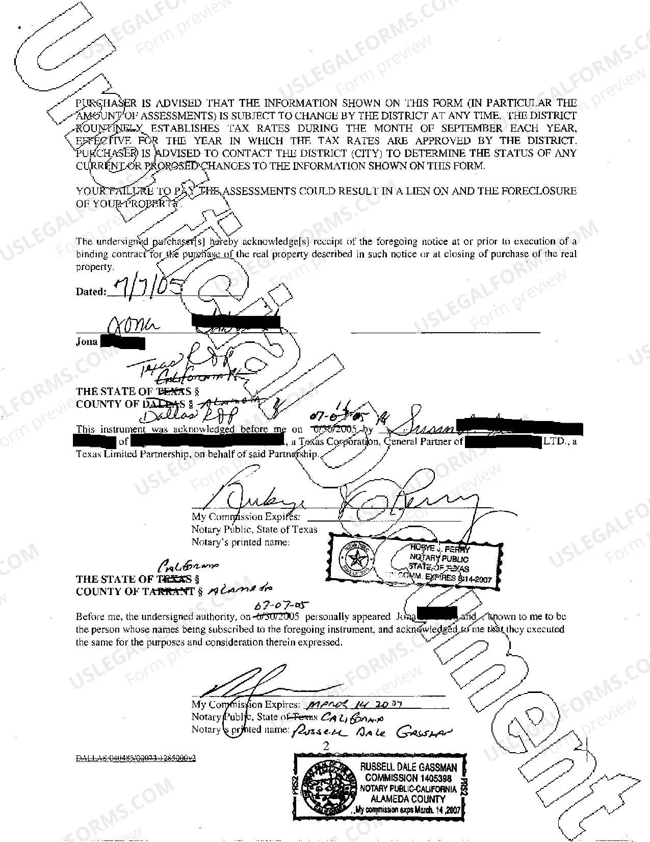 Preview Public Improvement District Notice to Purchaser