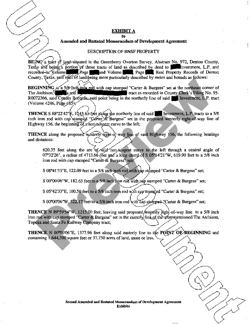 Get Second Amended and Restated Memorandum of Development Agreement Preview Second Amended and Restated Memorandum of Development Agreement