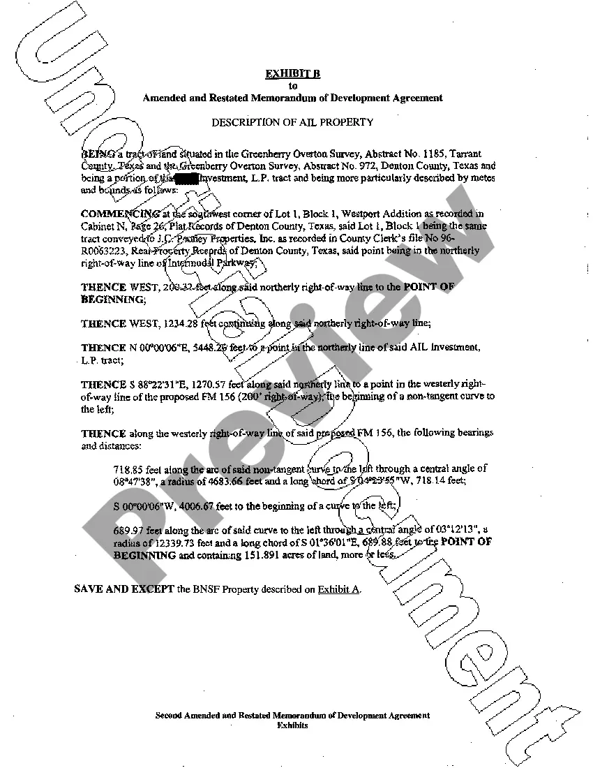 Get Second Amended and Restated Memorandum of Development Agreement Preview Second Amended and Restated Memorandum of Development Agreement