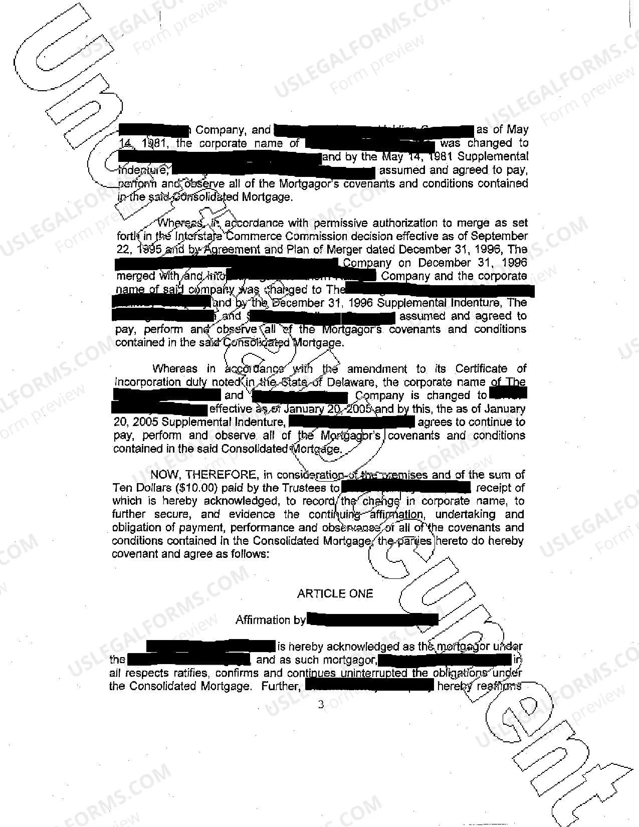 Preview Supplemental Indenture to Consolidated Mortgage