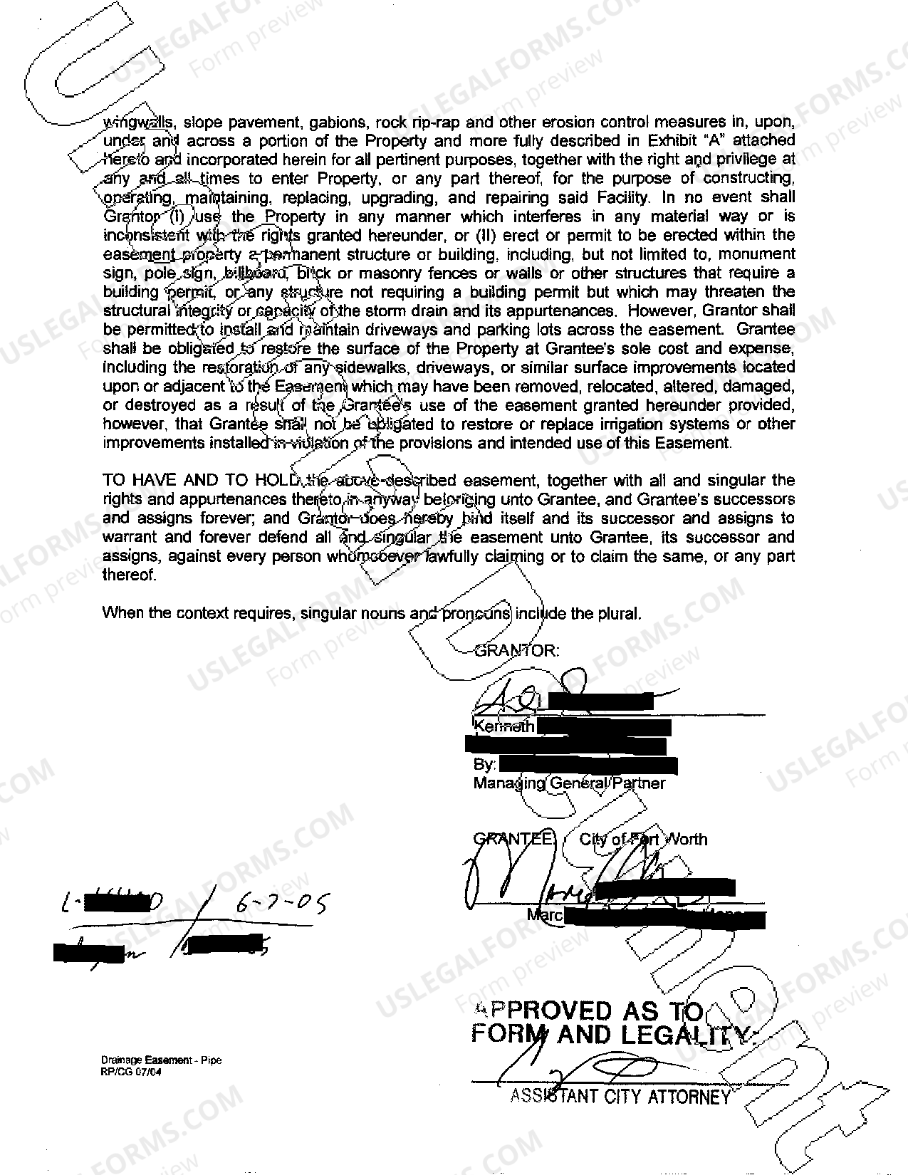 Texas Permanent Drainage Easement Texas Drainage Easement Law US