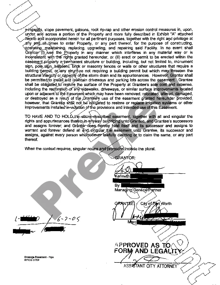 Preview Permanent Drainage Easement