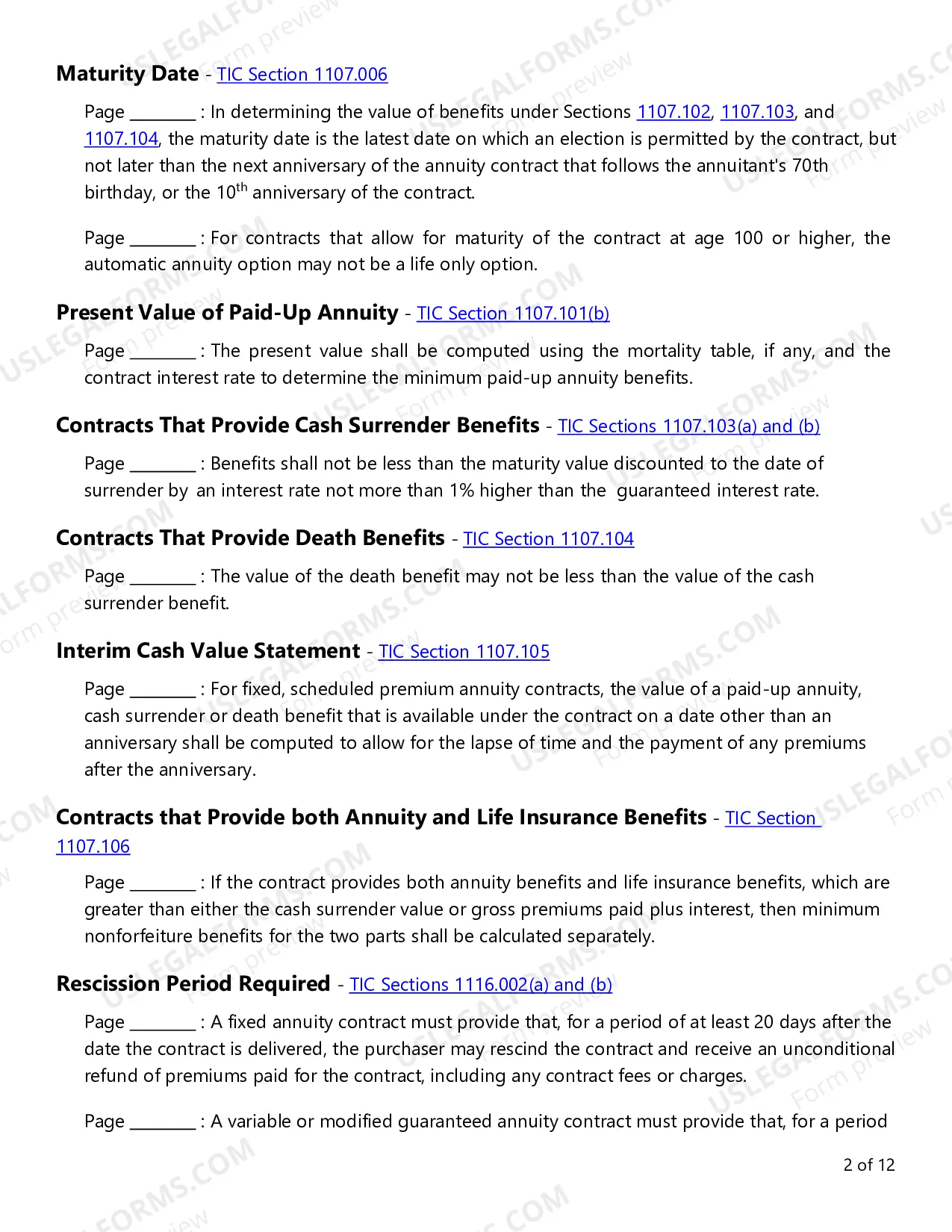 Preview Individual Deferred Annuities Checklist