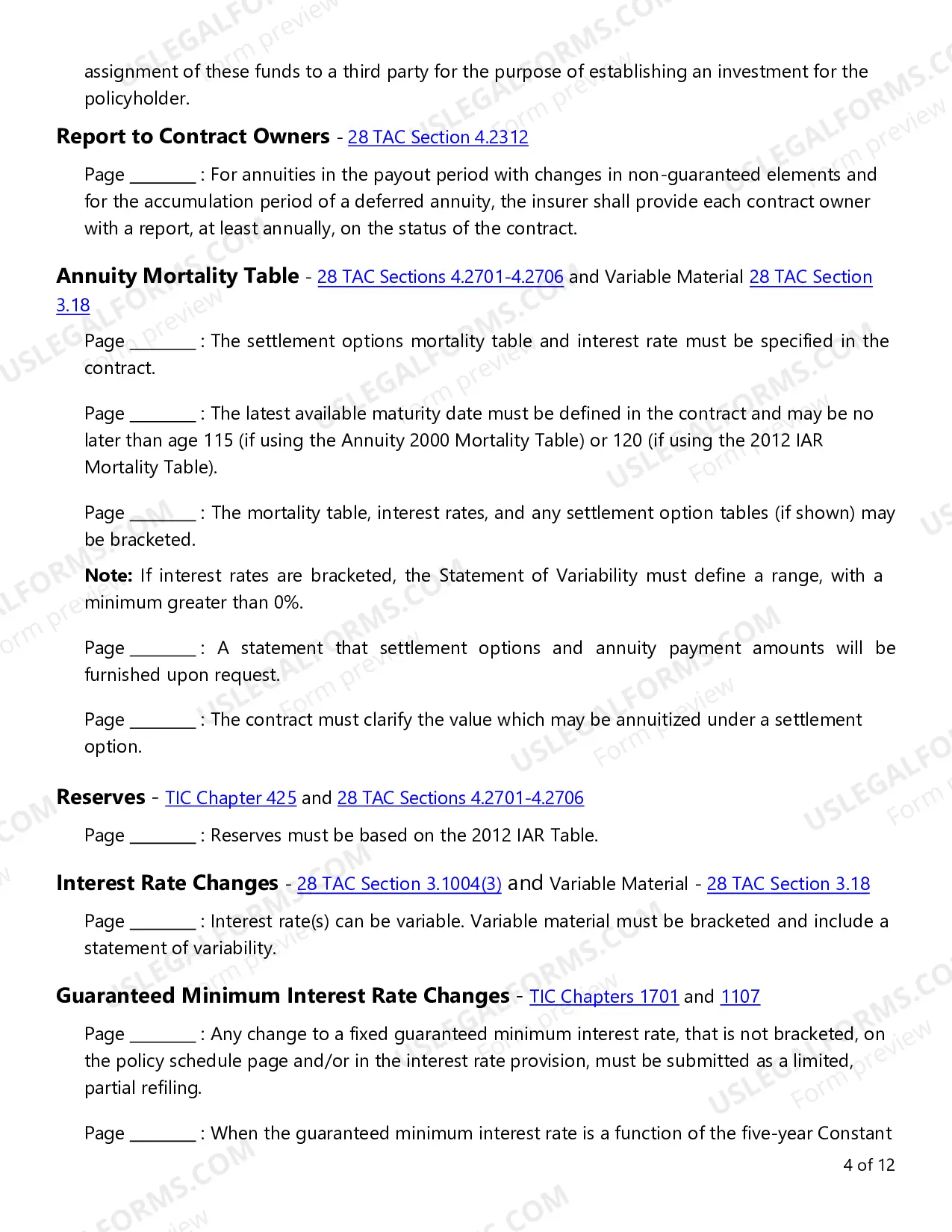 Preview Individual Deferred Annuities Checklist