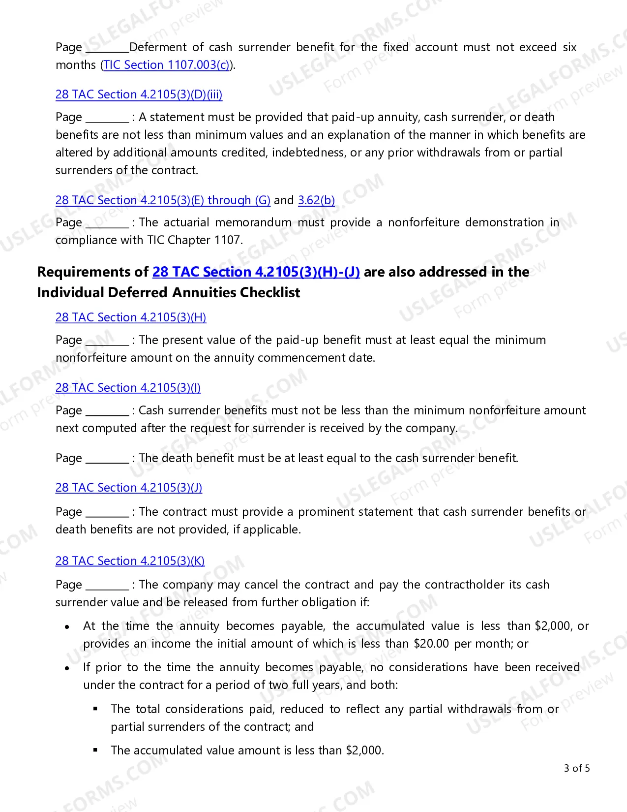 Preview Variable Annuities Checklist