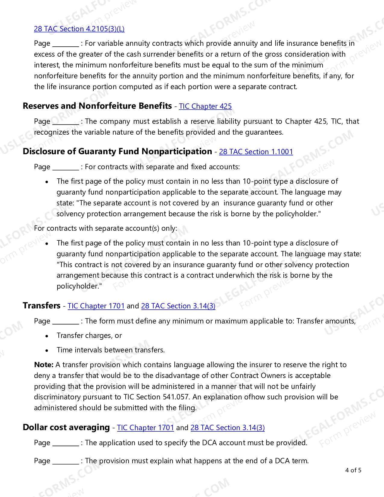 Preview Variable Annuities Checklist