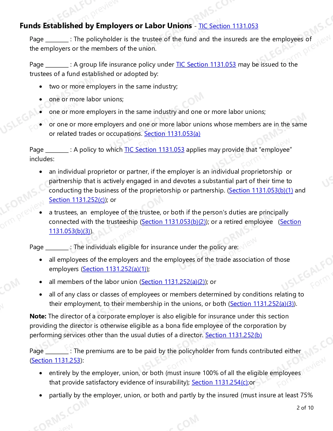 Preview Group Life Insurance Checklist