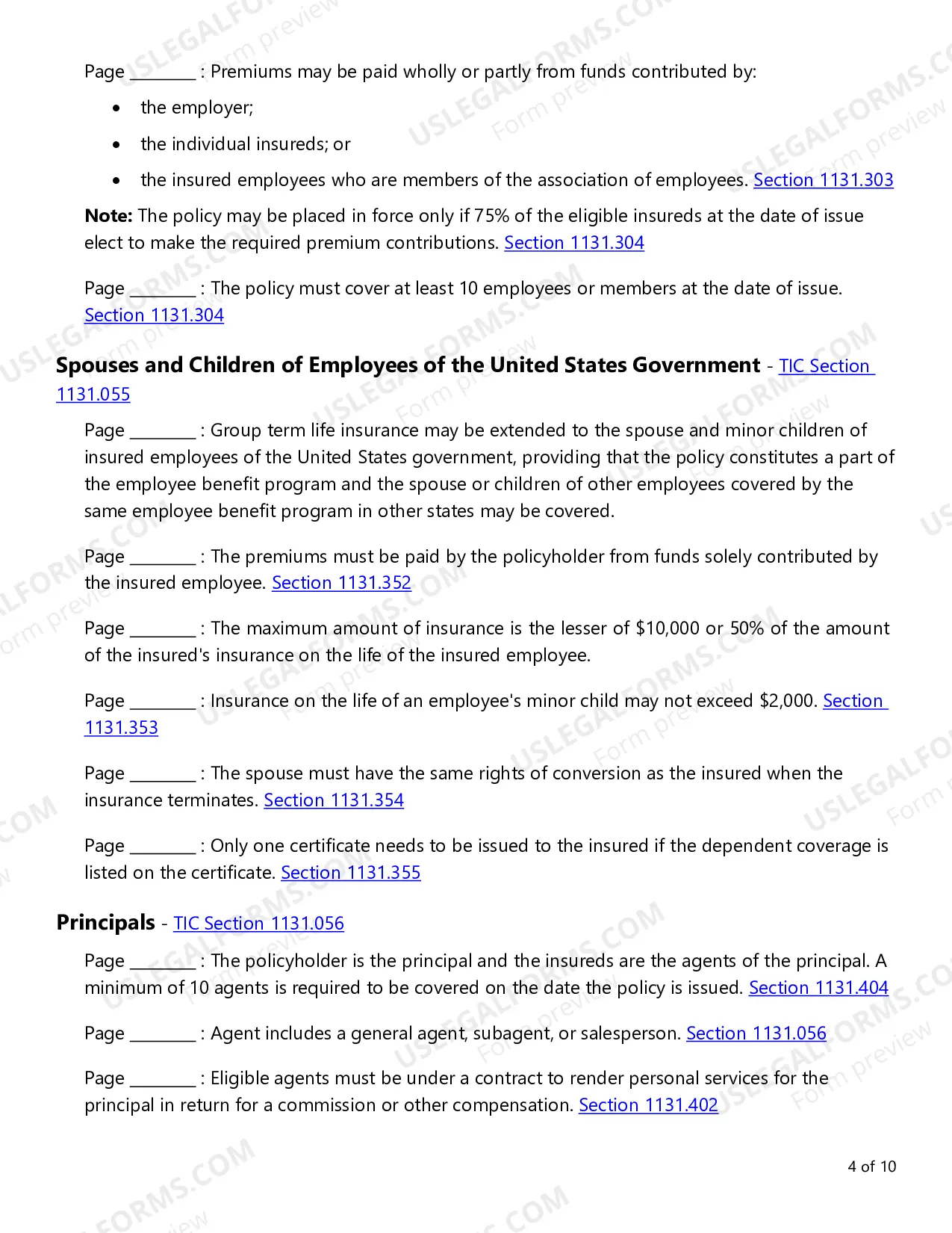 Preview Group Life Insurance Checklist