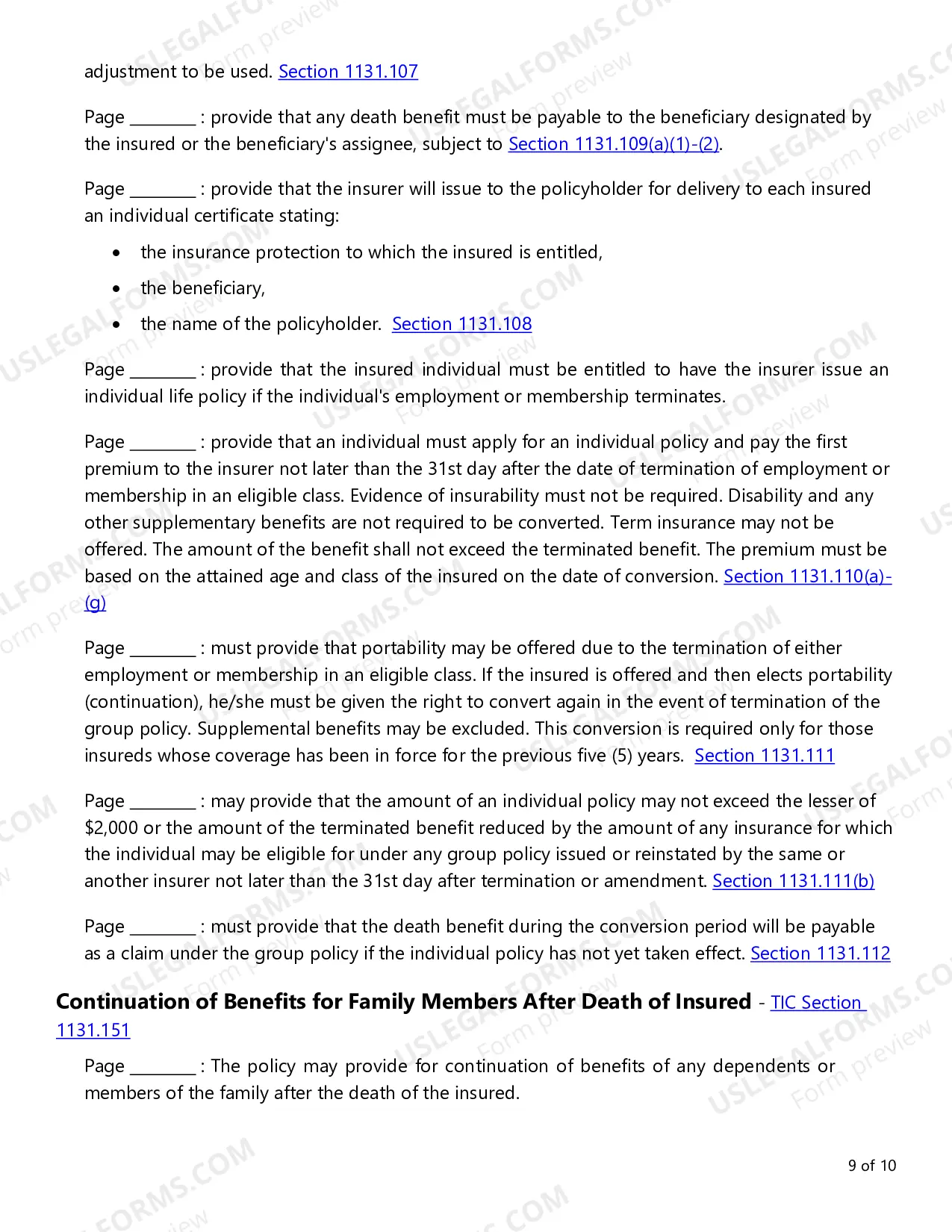 Preview Group Life Insurance Checklist