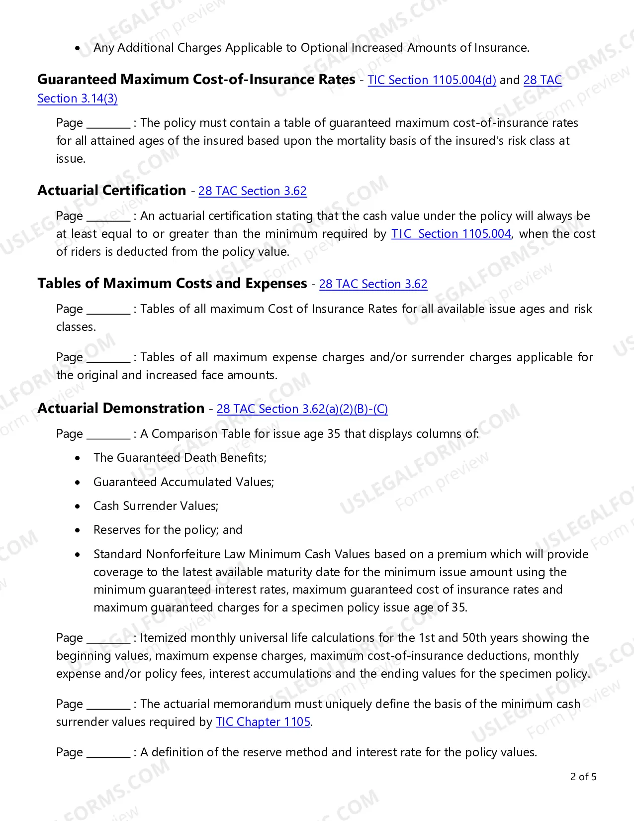 Preview Universal Life Insurance Checklist