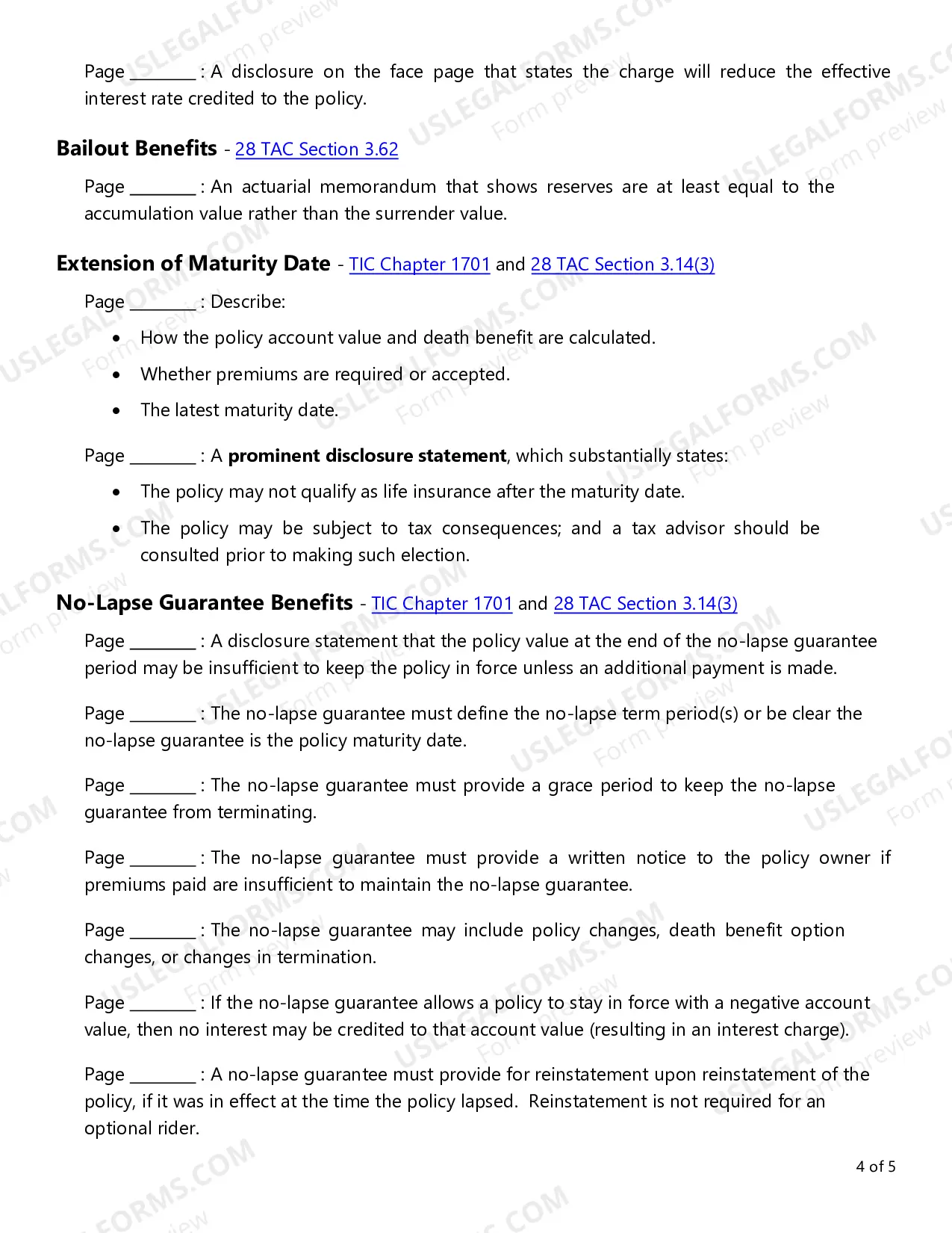 Preview Universal Life Insurance Checklist