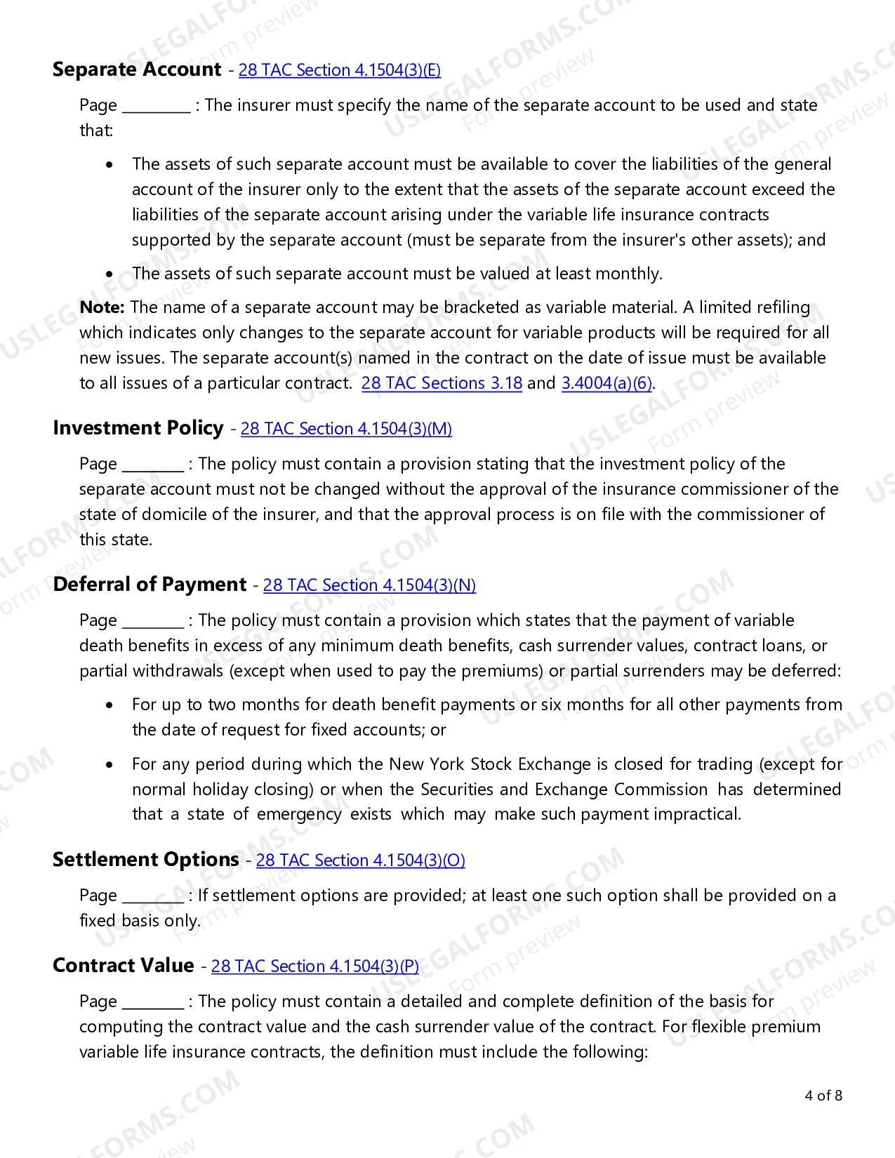 Preview Variable Life Insurance Checklist