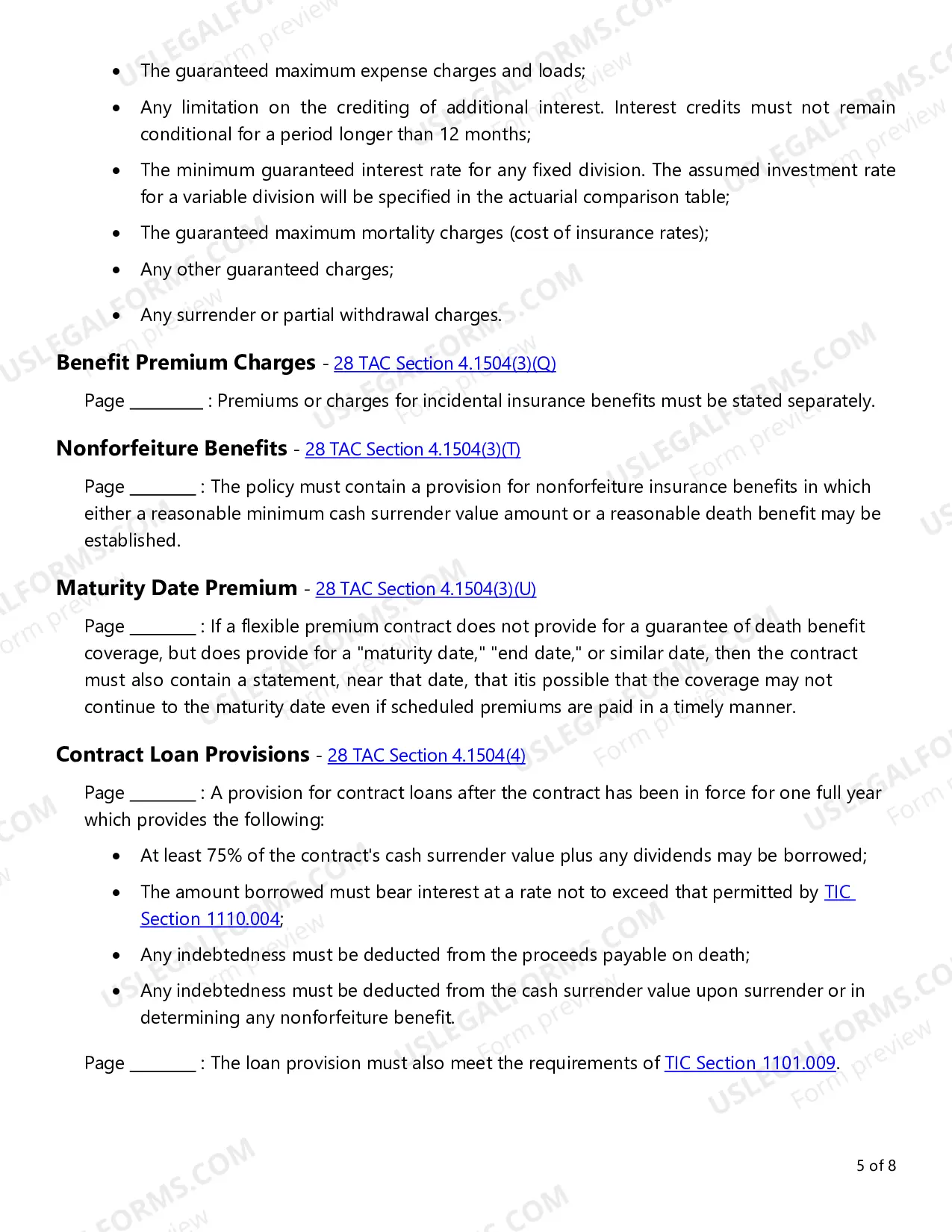 Preview Variable Life Insurance Checklist