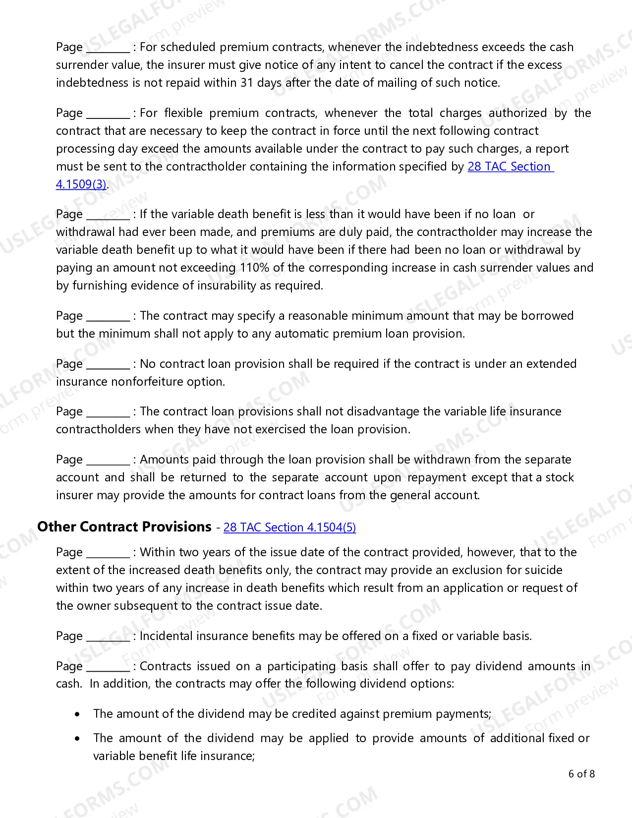 Preview Variable Life Insurance Checklist