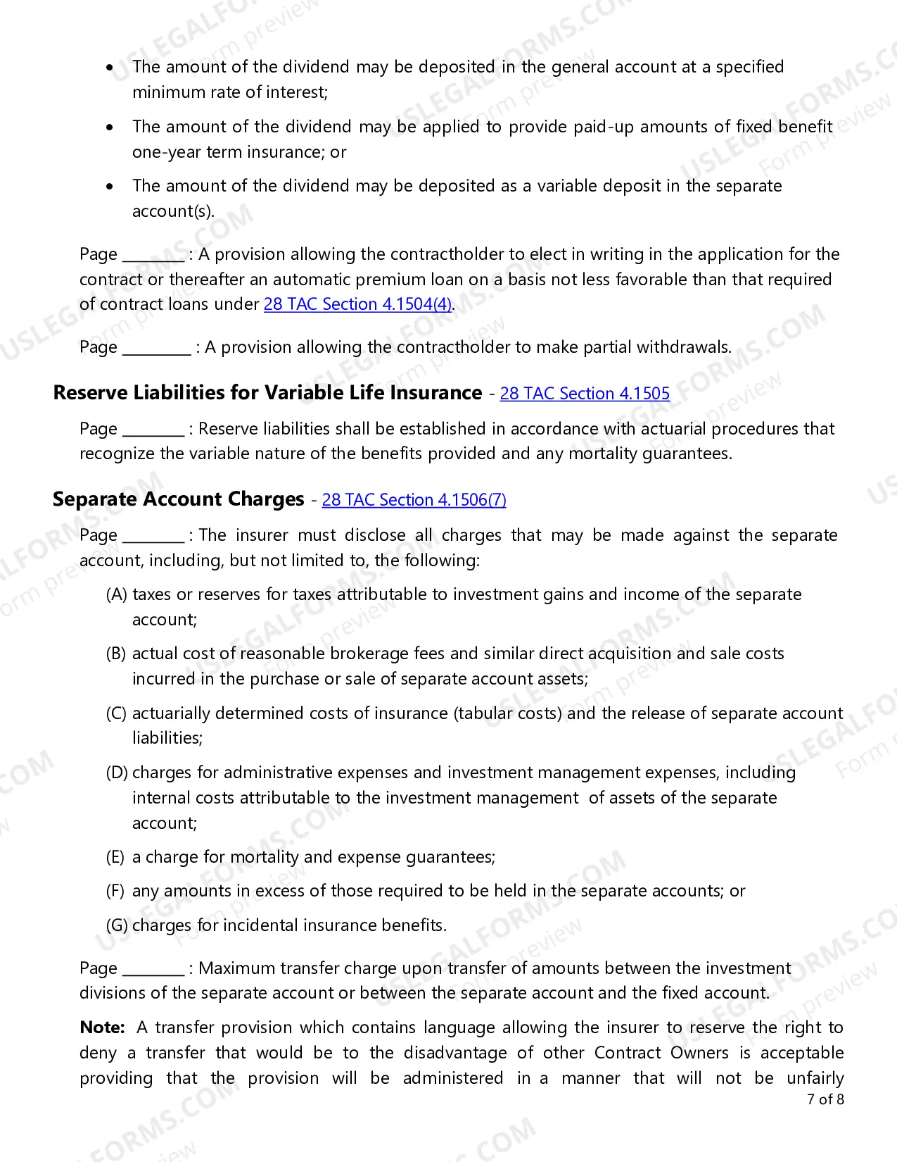 Preview Variable Life Insurance Checklist