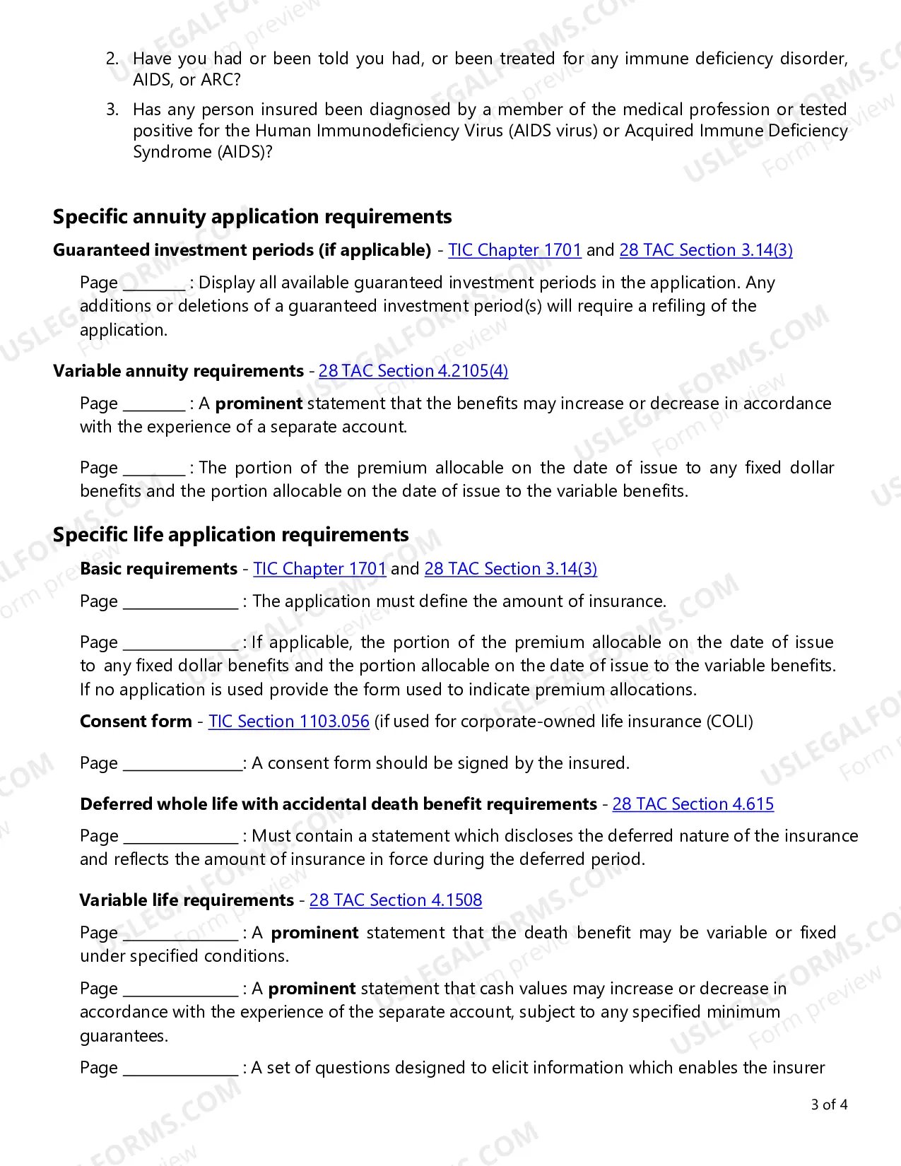 Preview Annuity and Life Applications Checklist