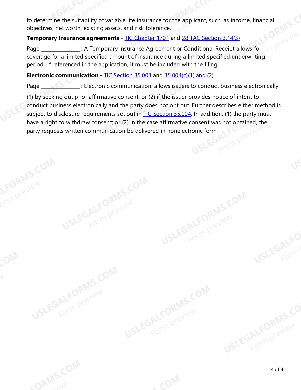 Preview Annuity and Life Applications Checklist