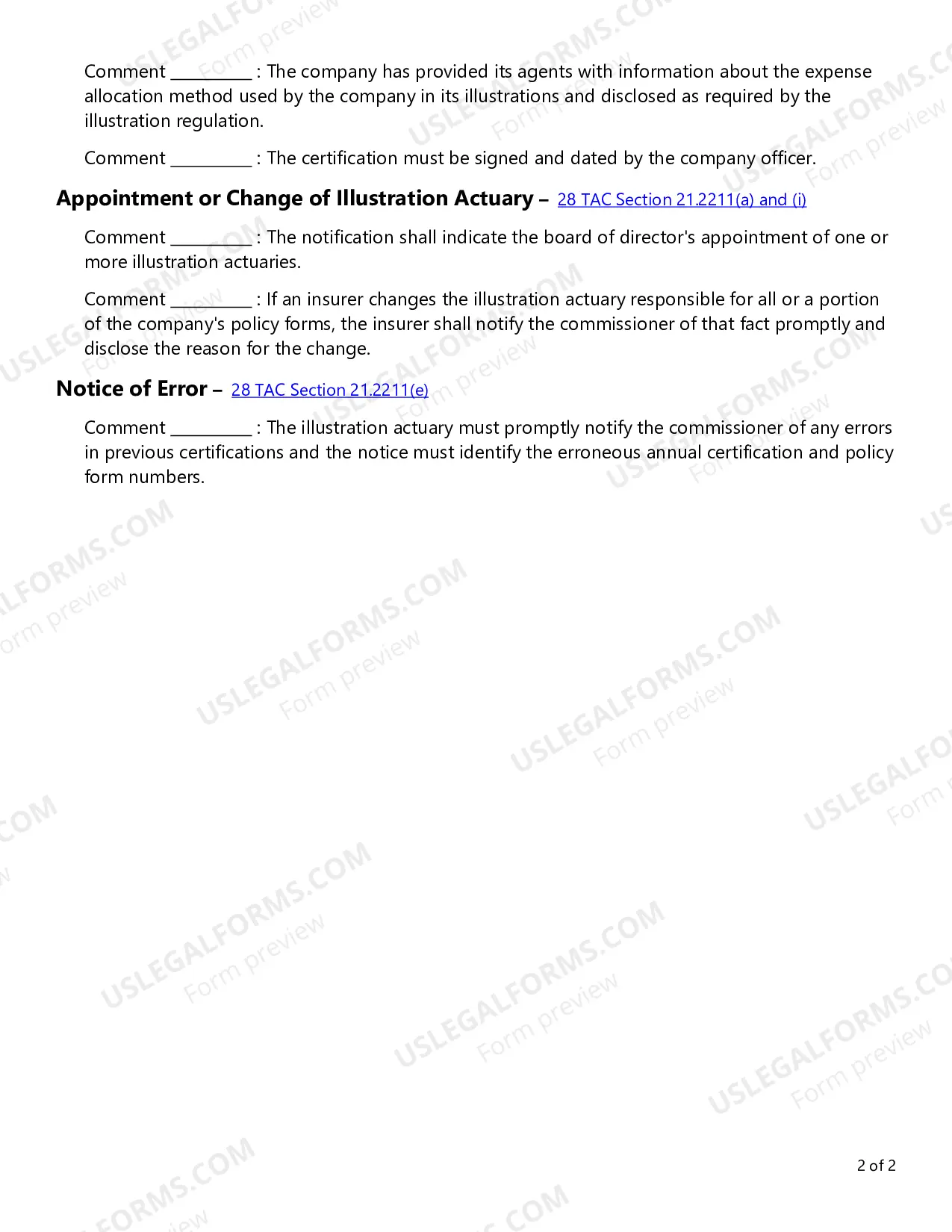 Preview Life Illustration Certification and Notification Checklist