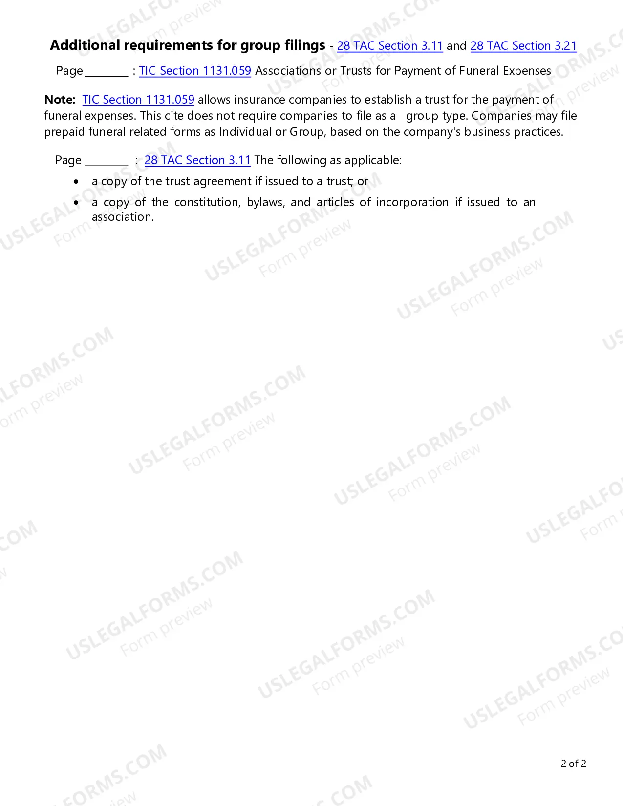 Preview Prepaid Funeral Filings Checklist