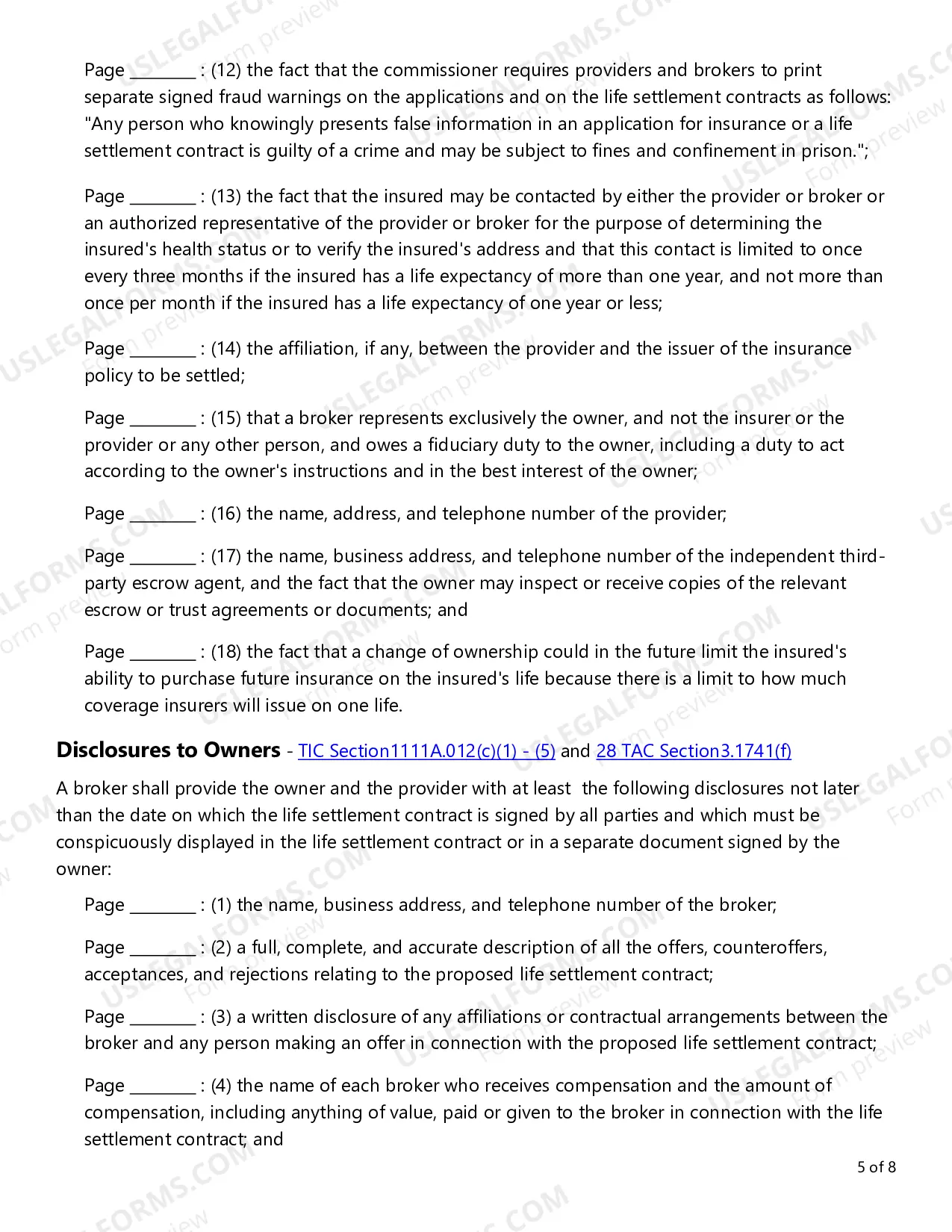 Preview Life Settlement Forms Checklist