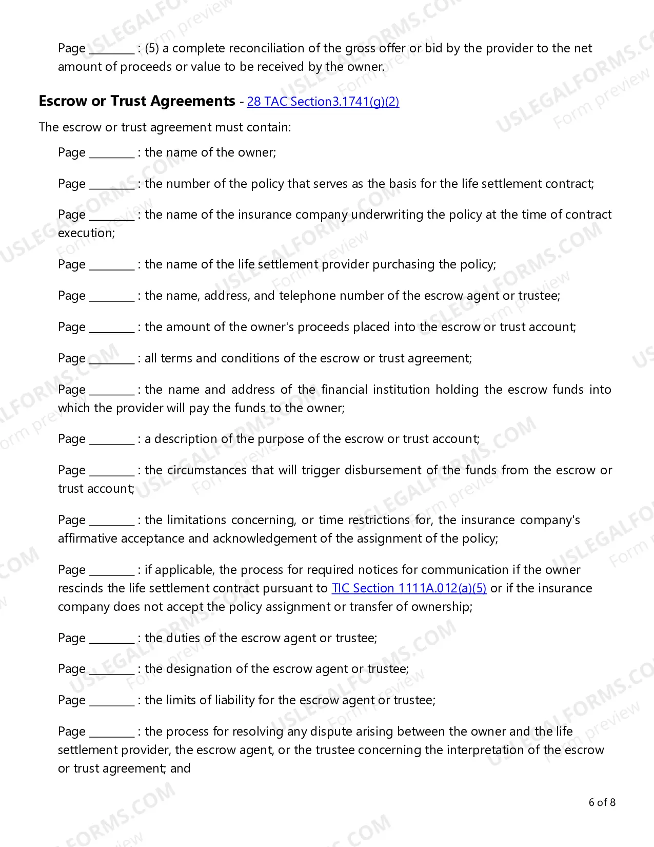 Preview Life Settlement Forms Checklist