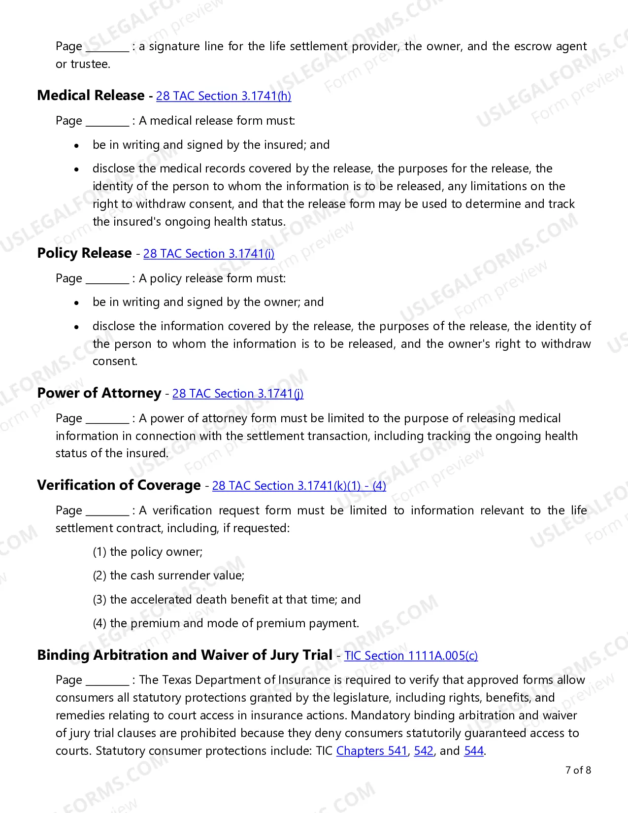 Preview Life Settlement Forms Checklist