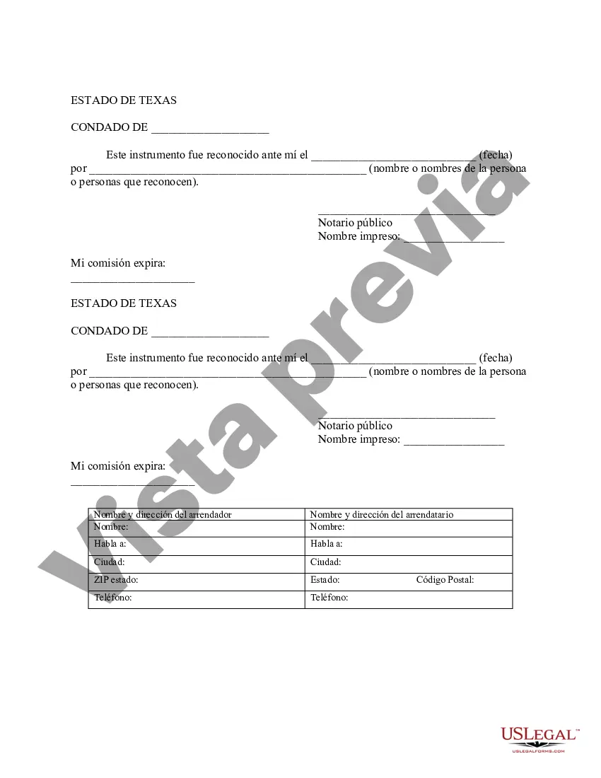 Preview Aviso de Arrendamiento para Grabación