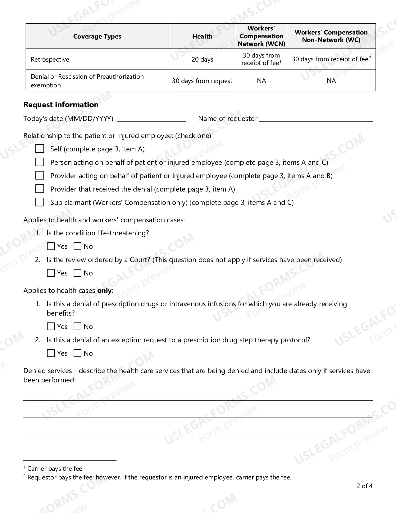 Preview Request For A Review By An Independent Review Organization