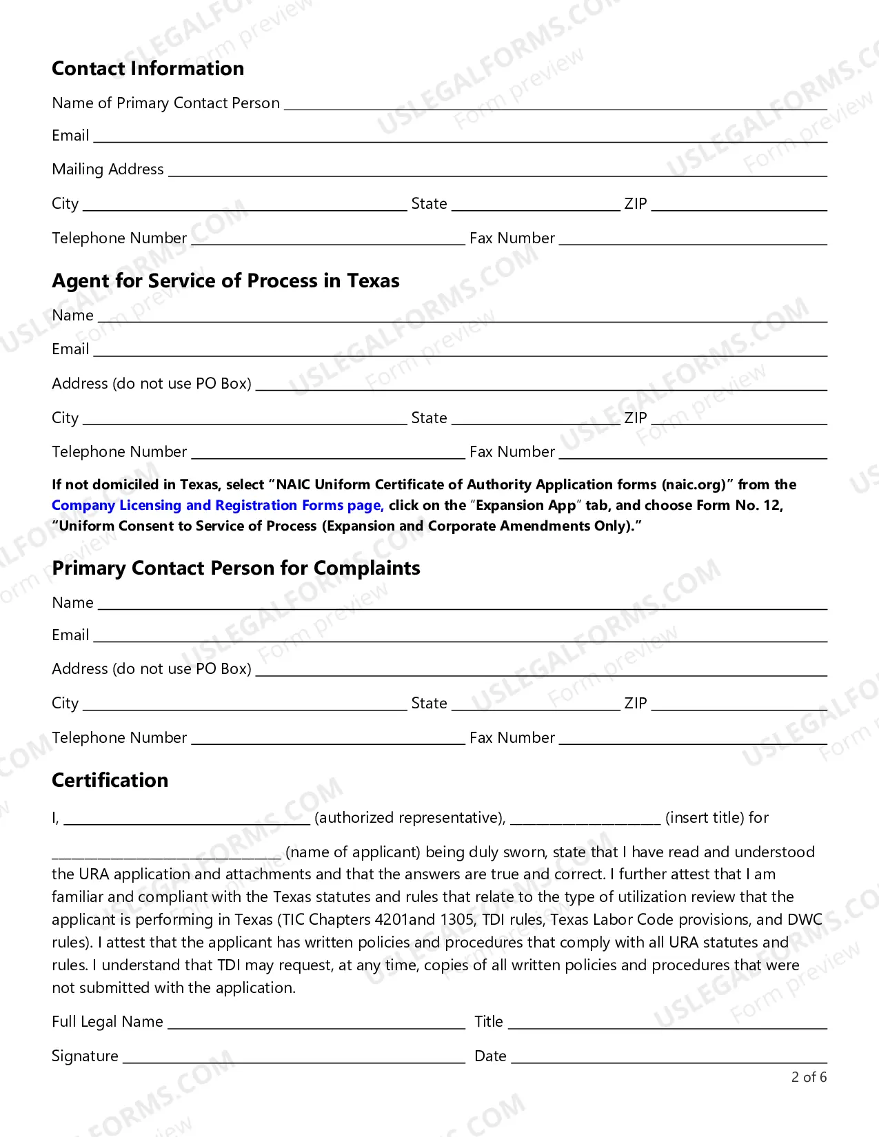 Preview URA Application Form