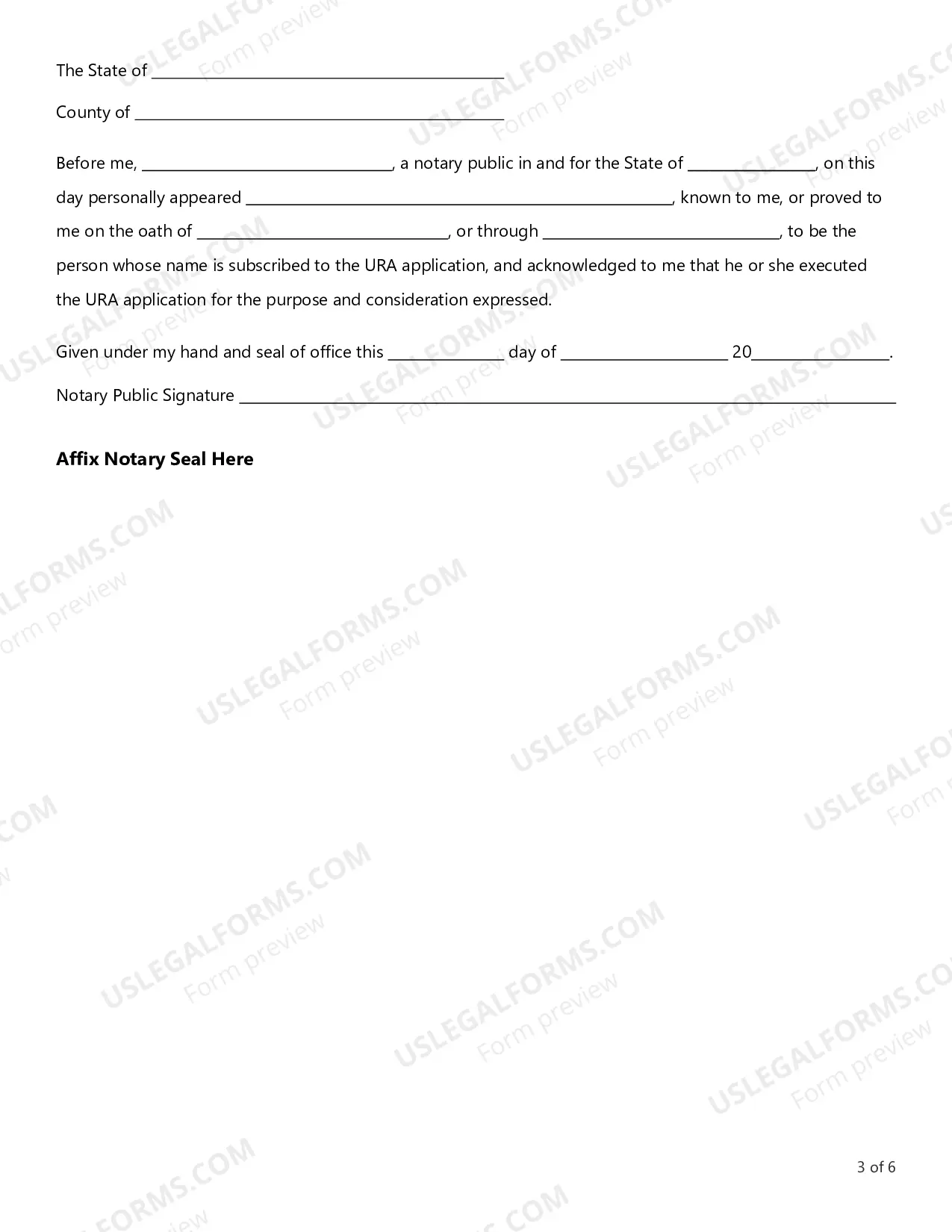 Preview URA Application Form