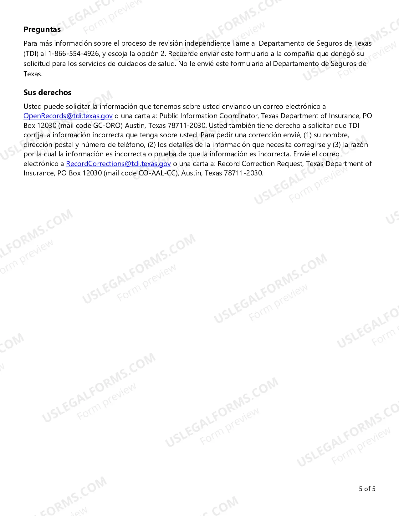 Preview Request for Review by an IRO