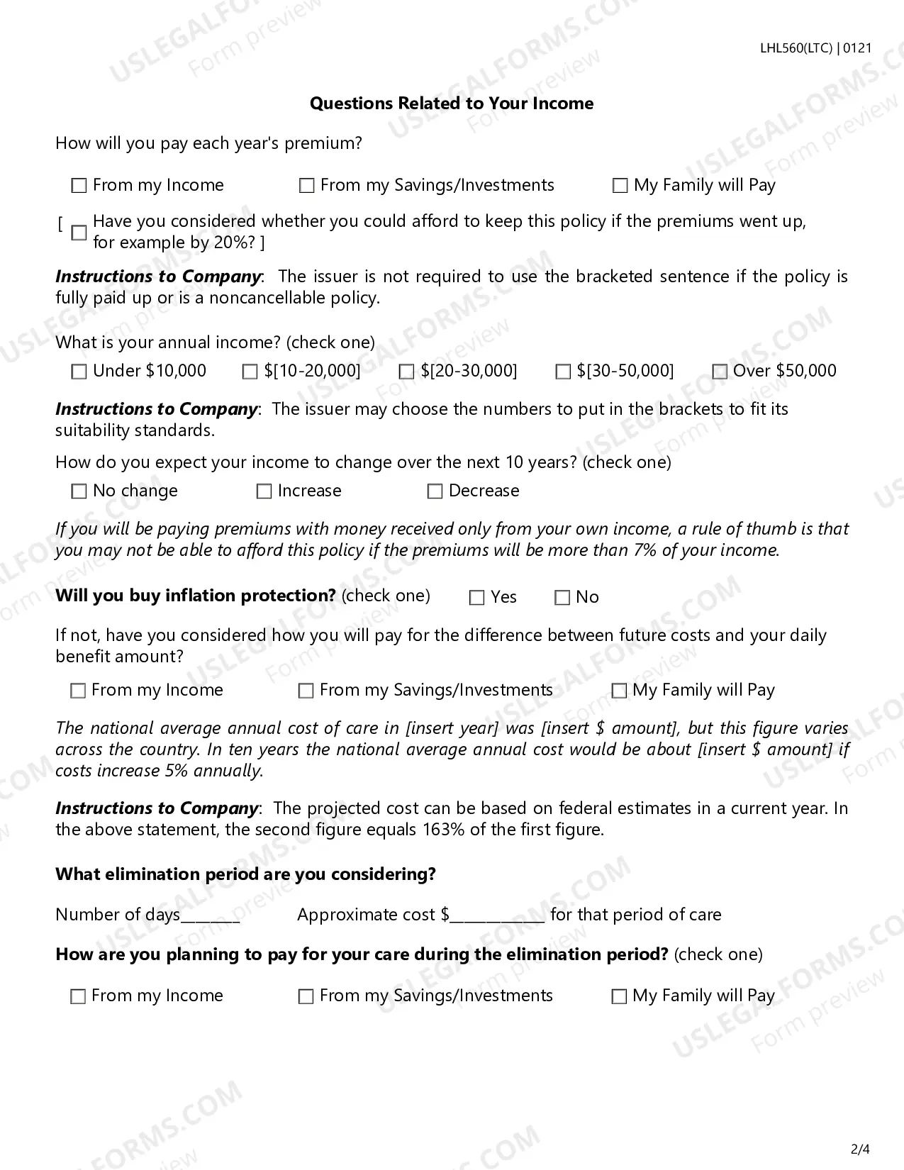 Preview Long-Term Care Insurance Personal Worksheet