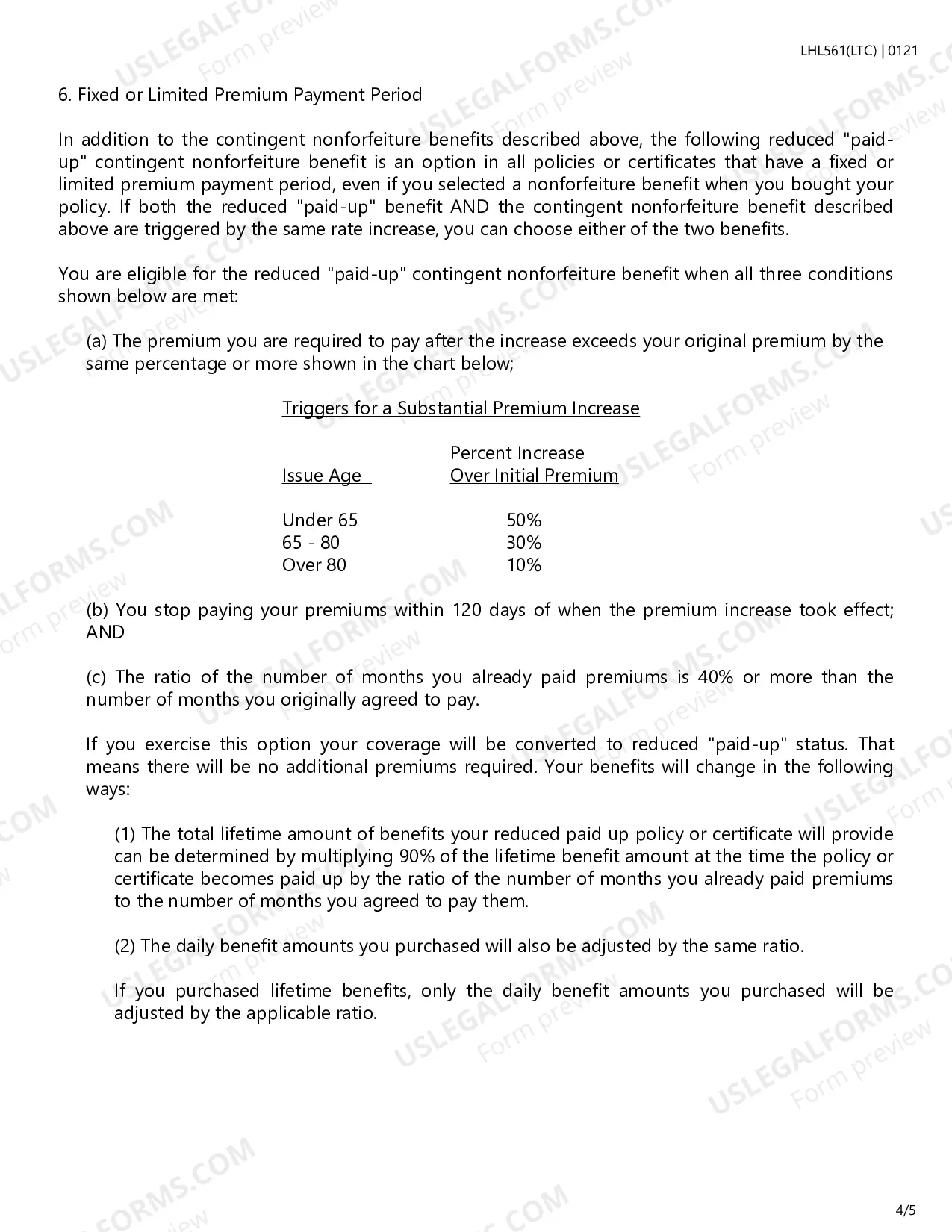 Preview Long-Term Care Insurance Potential Rate Increase Disclosure Form