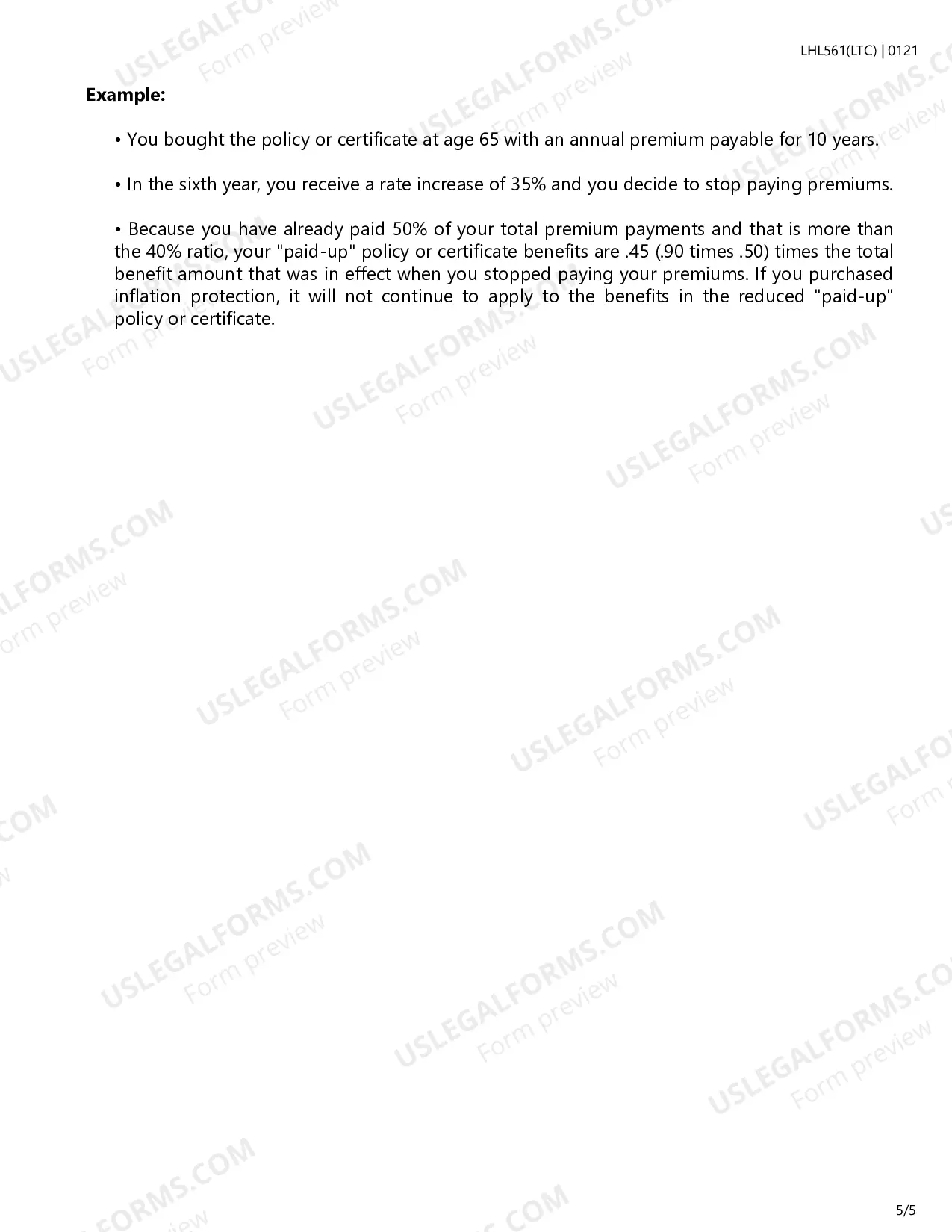 Preview Long-Term Care Insurance Potential Rate Increase Disclosure Form